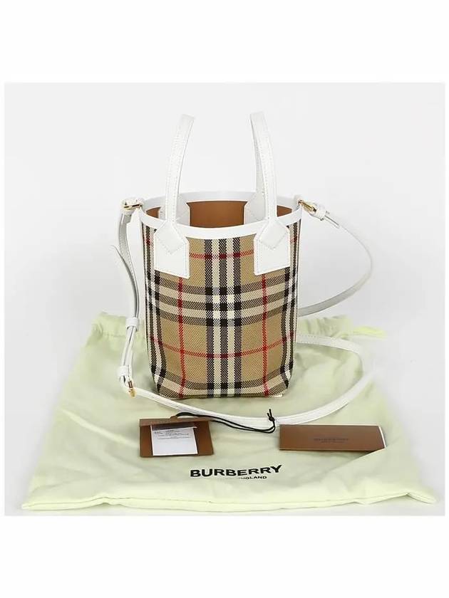 Burberry Mini London Tote Bag Archive Beige White - BURBERRY - BALAAN 7