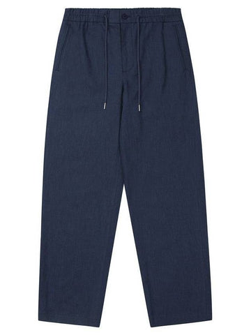 Linen String Straight Pants Navy - SOLEW - BALAAN 1