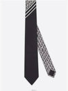 Striped Tie Black White Gray Silk - DIOR - BALAAN 2
