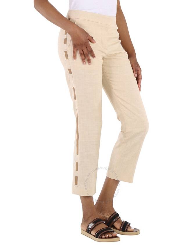 Addison Linen Wool Silk Straight Pants Beige - BURBERRY - BALAAN 3