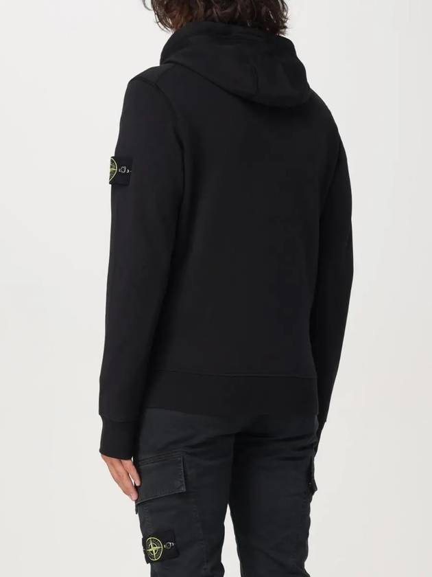 Cotton Fleece Garment Dyed Zip Up Hoodie Black - STONE ISLAND - BALAAN 4