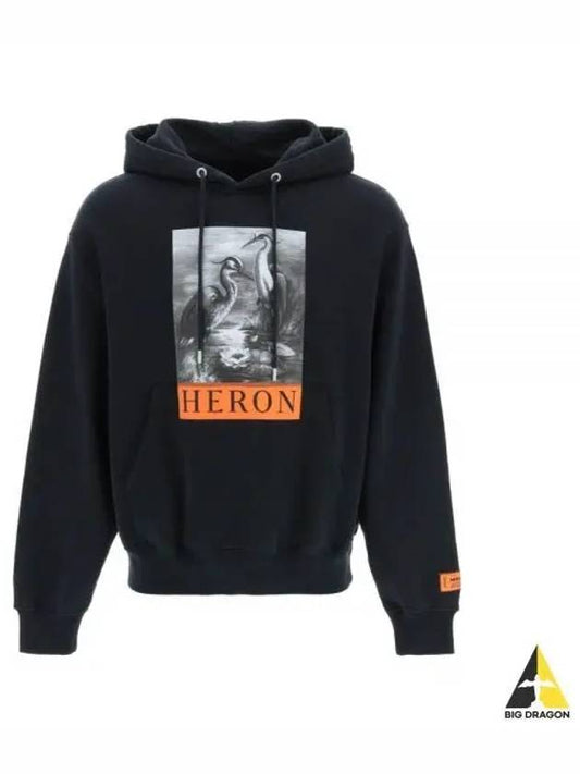 Preston Graphic Print Cotton Hoodie Black - HERON PRESTON - BALAAN 2