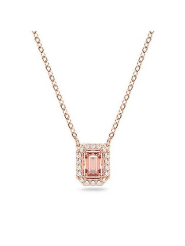 Una Octagon Cut Crystal Pendant Necklace Pink Rose Gold - SWAROVSKI - BALAAN 1