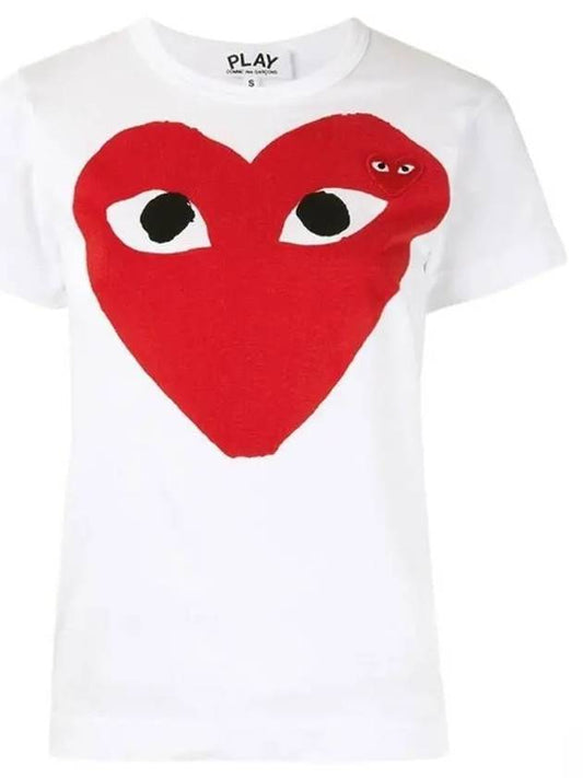 Women's Red Wappen Double Heart T-Shirt AZ T025 051 1 Other 1013016 - COMME DES GARCONS - BALAAN 1