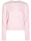 Bold Fox Head Embroidered Crop Knit Top Pink - MAISON KITSUNE - BALAAN 1