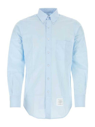 Logo Patch Long Sleeve Shirt Light Blue - THOM BROWNE - BALAAN 1