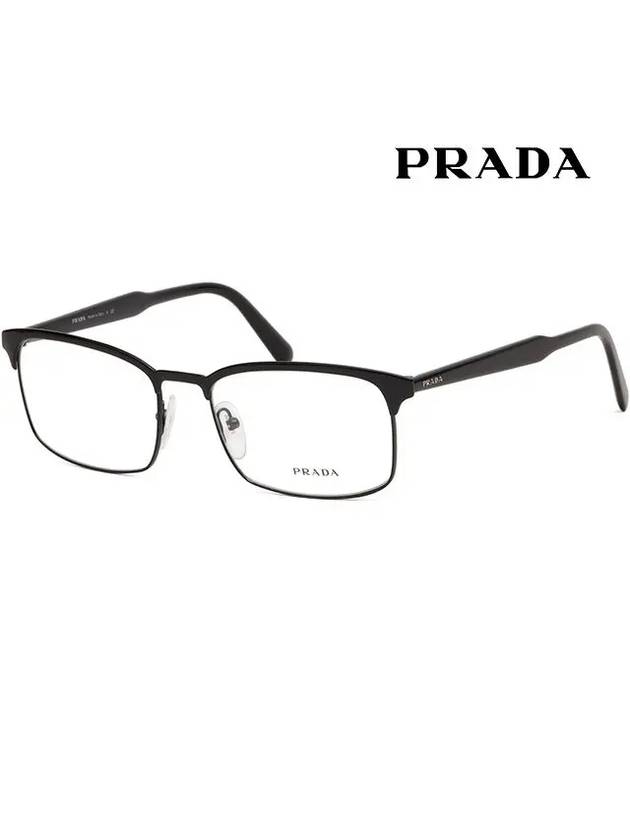 Glasses frame VPR54W 1AB 1O1 black square metal frame - PRADA - BALAAN 5