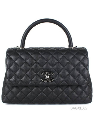 CH Caviar Coco Handle Large Black Silver CH42BG043 - CHANEL - BALAAN 1