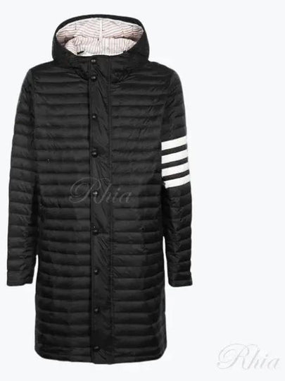 Men's 4 Bar Hooded Padding Black - THOM BROWNE - BALAAN 2