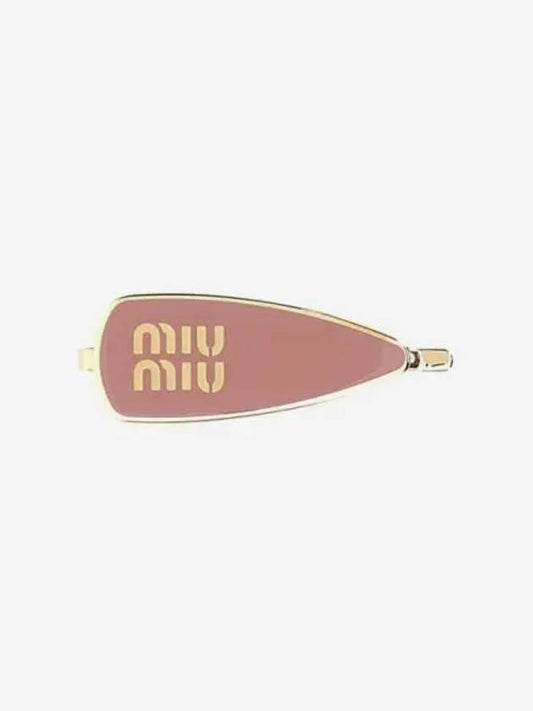 Engraved Logo Enamel Hair Clip Pink - MIU MIU - BALAAN 2