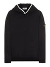 Garment Dyed Cotton Stretch Fleece Hoodie Black - STONE ISLAND - BALAAN 2