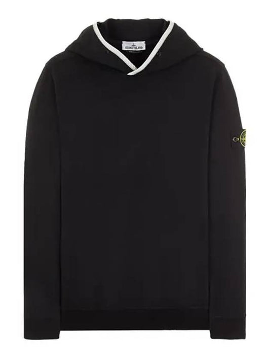 Garment Dyed Cotton Stretch Fleece Hoodie Black - STONE ISLAND - BALAAN 2