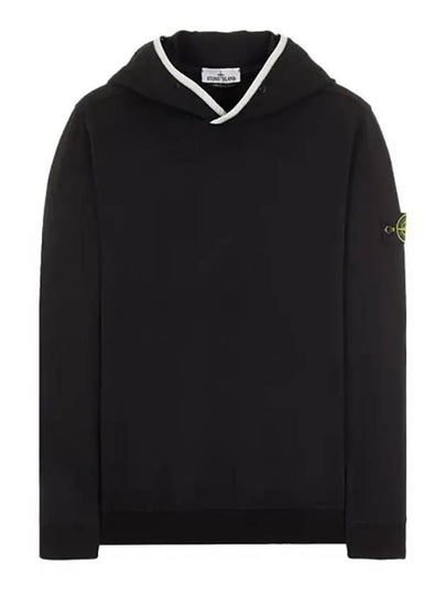 Garment Dyed Cotton Stretch Fleece Hoodie Black - STONE ISLAND - BALAAN 2