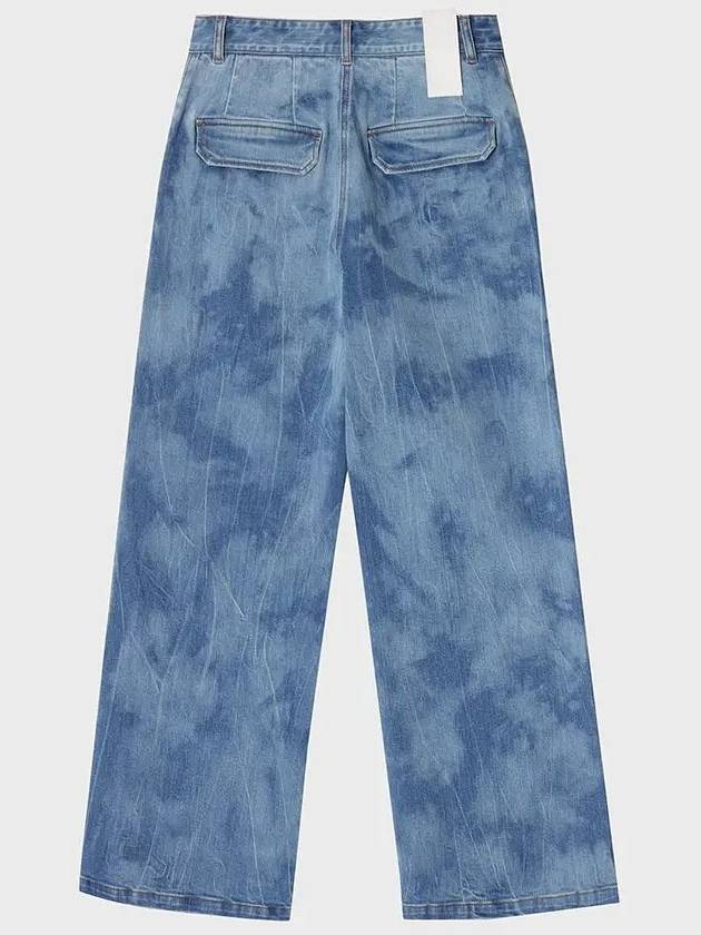 Crease Washed Wide Denim Pants Blue - NOIRER FOR WOMEN - BALAAN 4