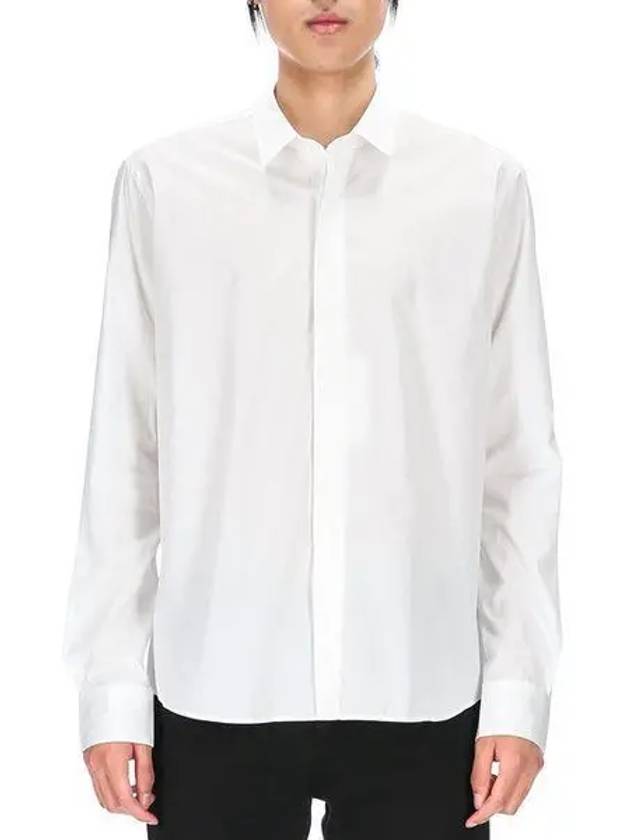 Heart Logo Tonal Cotton Poplin Long Sleeve Shirt White - AMI - BALAAN 2