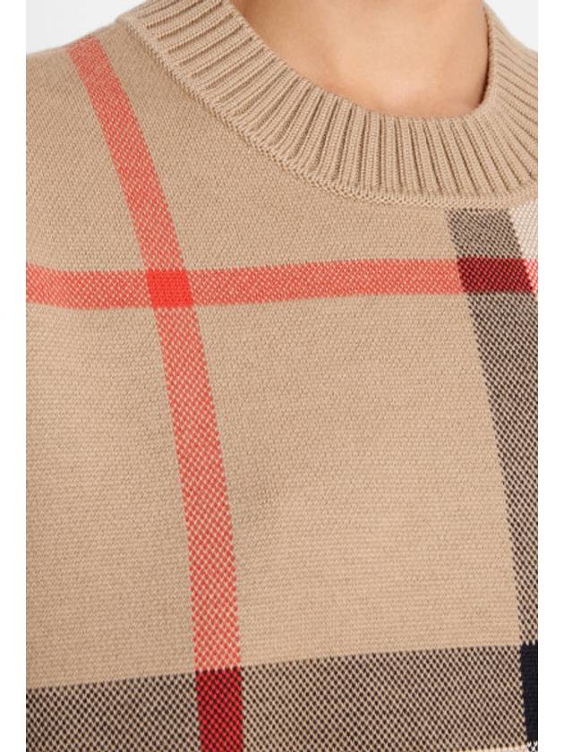 Check Technical Jacquard Wool Knit Top Beige - BURBERRY - BALAAN 5