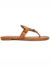 Women's Metal Miller Soft Flip Flops Brown - TORY BURCH - BALAAN 3