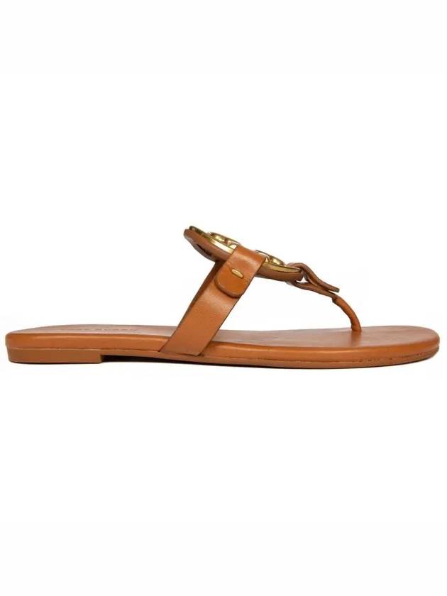 Women's Metal Miller Soft Flip Flops Brown - TORY BURCH - BALAAN 3