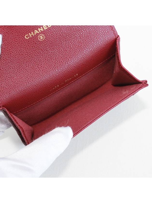 Classic Card Holder Grained Shiny Calfskin Gold Metal Burgundy - CHANEL - BALAAN 10