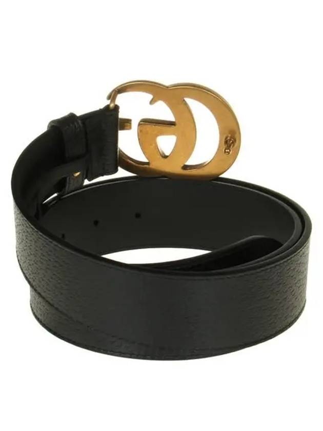 GG Marmont Double G Buckle Wide Leather Belt Black - GUCCI - BALAAN 4