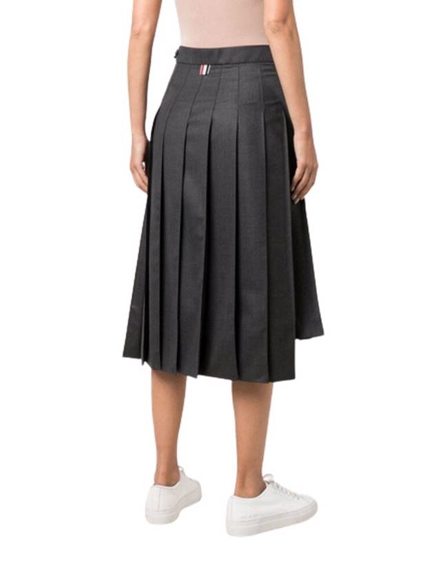 Super 120S Twill Below Knee Pleated Skirt Dark Grey - THOM BROWNE - BALAAN 5