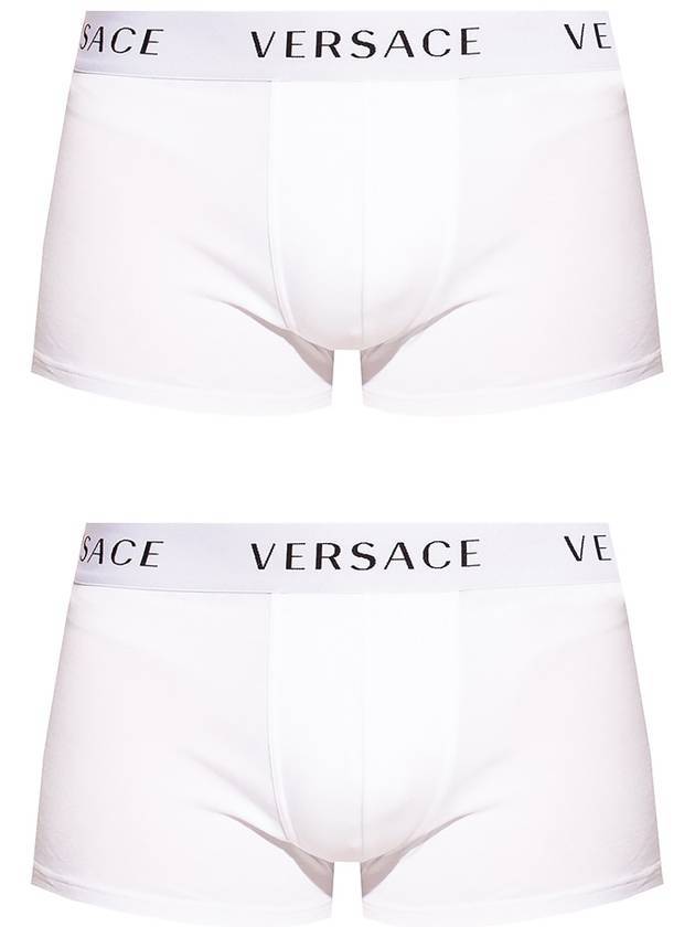 Men's Logo Low Rise Briefs 2 Pack White - VERSACE - BALAAN.