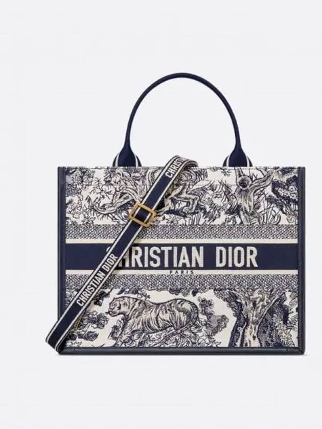 Toile De Jouy Sauvage Embroidery Medium Book Tote Bag Navy - DIOR - BALAAN 2