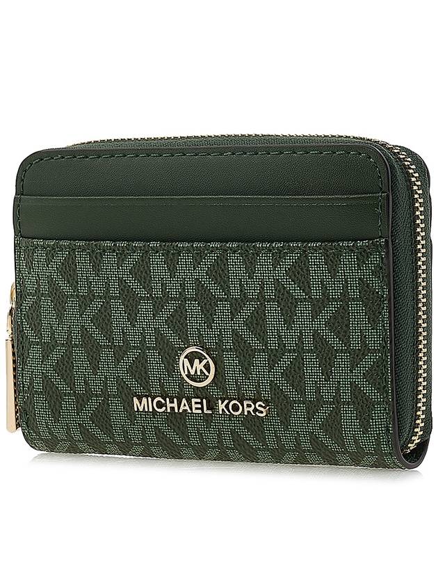 Jet Set Small Logo Card Wallet Green - MICHAEL KORS - BALAAN 3