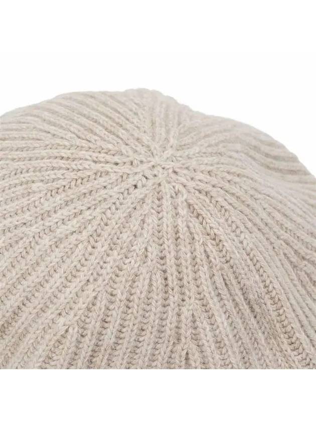 Logo Rib Edge Wool Beret Sand - GANNI - BALAAN 4