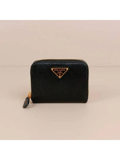 Vitello Triangle Logo Zip Around Coin Purse Black - PRADA - BALAAN 2