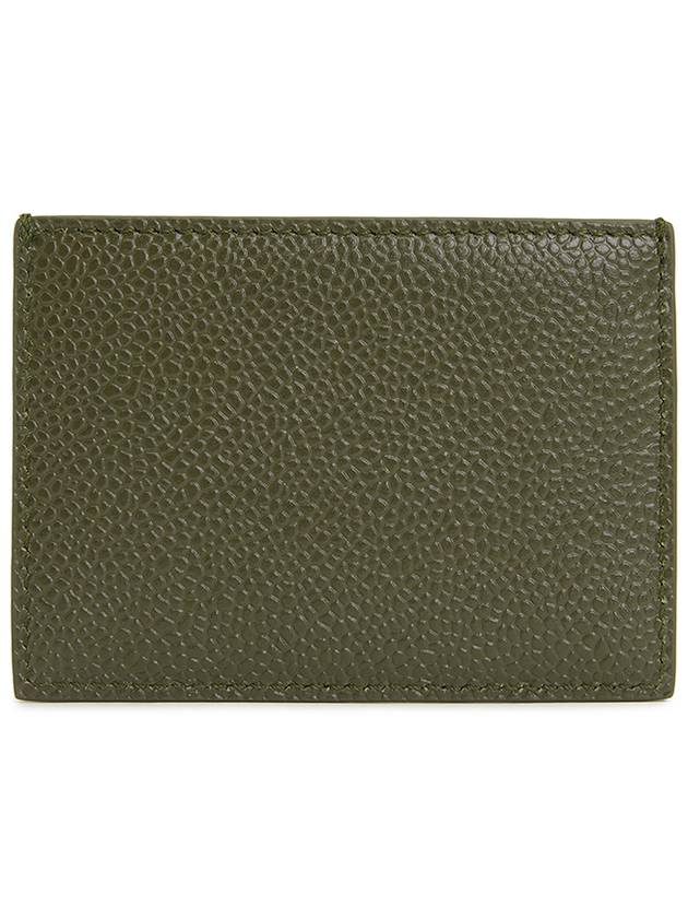 Pebble Grain Leather Stripe Single Card Wallet Green - THOM BROWNE - BALAAN 3