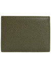 Pebble Grain Leather Stripe Single Card Wallet Green - THOM BROWNE - BALAAN 3