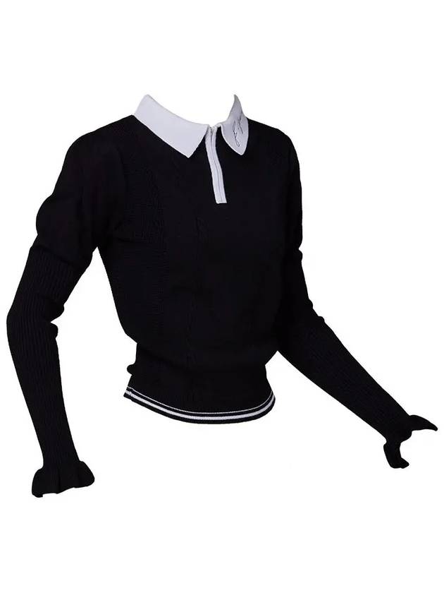 Golf Wear Puff Sleeve Collar Knit Black - J JANE - BALAAN 3