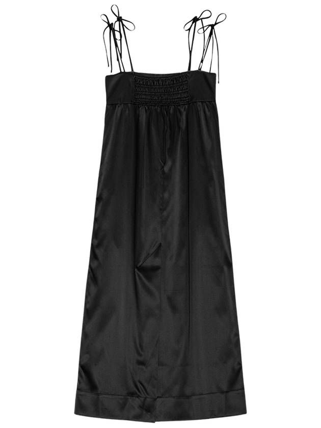 Double Satin String Long Dress Black - GANNI - BALAAN 3