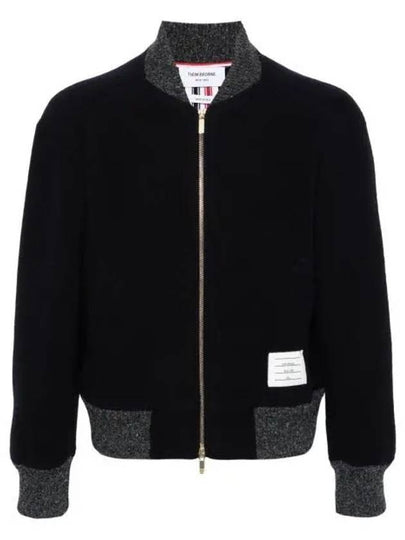 Fleece Stripe Wool Bomber Jacket Navy - THOM BROWNE - BALAAN 2