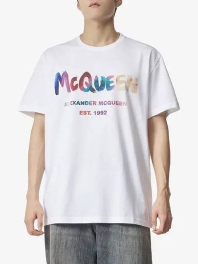 Graffiti Logo Short Sleeve T-Shirt White - ALEXANDER MCQUEEN - BALAAN 2