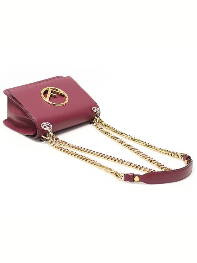 Fendi 8BT286 Black Cherry Calfskin Khan Eye F Small Gold Chain Shoulder Bag - FENDI - BALAAN 4