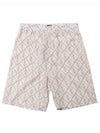 Logo Monogram Linen Bermuda Shorts Beige - FENDI - BALAAN 2