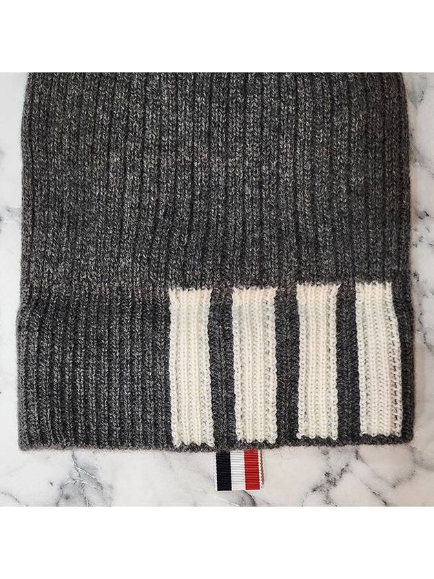 4 Bar Stripe Cashmere Beanie Grey - THOM BROWNE - BALAAN 5