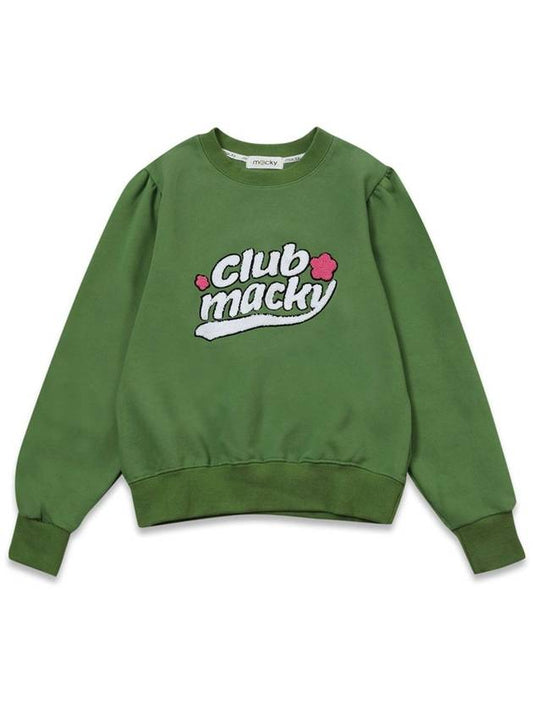 Boucle Long Sleeve T-Shirt Flua Puff Sweatshirt Green MCFW23MTM 1GL - MACKY - BALAAN 2