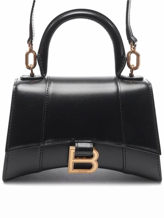 Hourglass XS Glossy Calfskin Tote Bag Black - BALENCIAGA - BALAAN 2