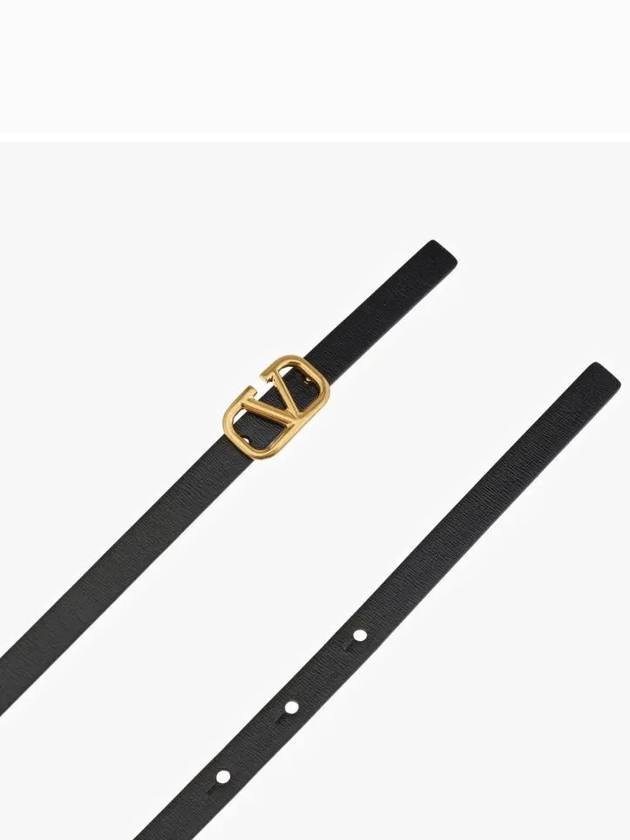 V Logo Signature Reversible Leather Belt Black - VALENTINO - BALAAN 4