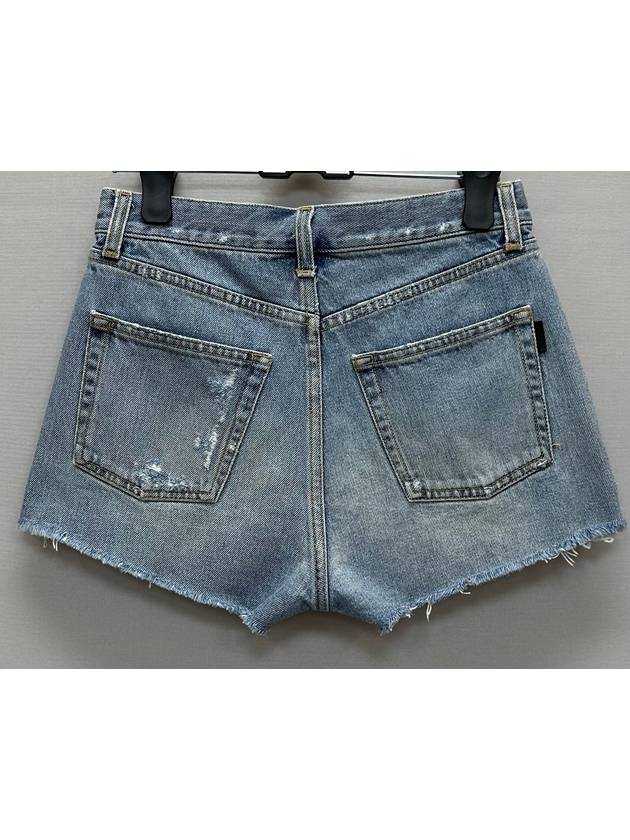 Blue Denim Slim Fit Short Pants 25 - SAINT LAURENT - BALAAN 4