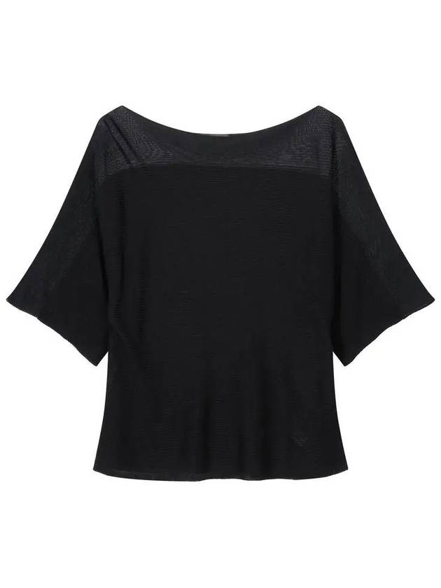 Women s Rayon Boat Neck Ribbed Knit Black - EMPORIO ARMANI - BALAAN 1