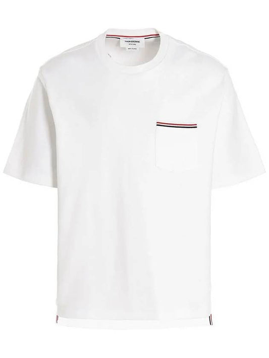 Cotton Oversized Pocket Short Sleeve T-Shirt White - THOM BROWNE - BALAAN 2