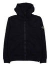 Brushed Cotton Fleece Garment Dyed Hooded Zip Up Black - STONE ISLAND - BALAAN 2