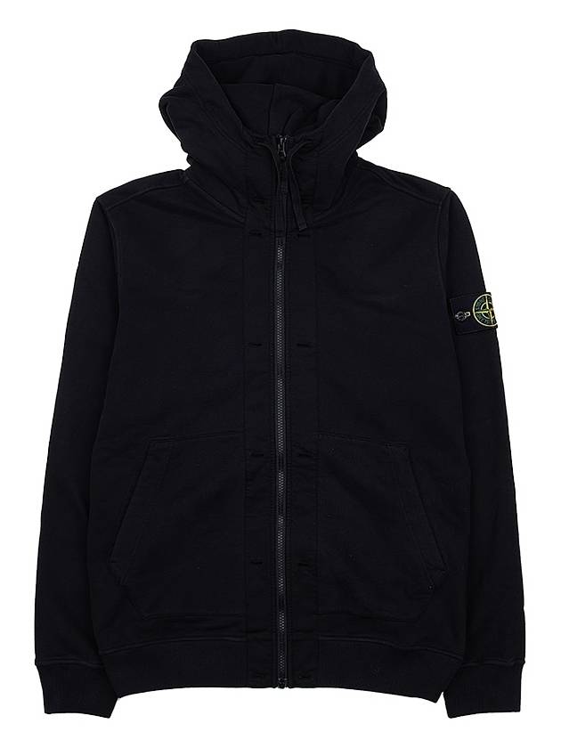 Brushed Cotton Fleece Garment Dyed Hooded Zip Up Black - STONE ISLAND - BALAAN 2