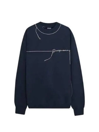 Le Fio Embroidered Logo Sweatshirt Navy - JACQUEMUS - BALAAN 2