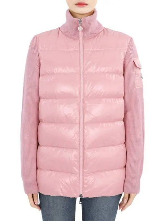 Women s Logo Patch Wool Padding Mix Jacket Pink 9B00013 M1131 518 - MONCLER - BALAAN 2