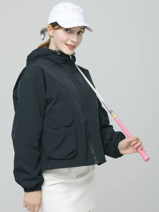 Doyou Know MC Women s Hooded Big Pocket Loose Fit Black Wind Jumper DO3242WB90 1 - DOYOUKNOWMC GOLF WEAR - BALAAN 2